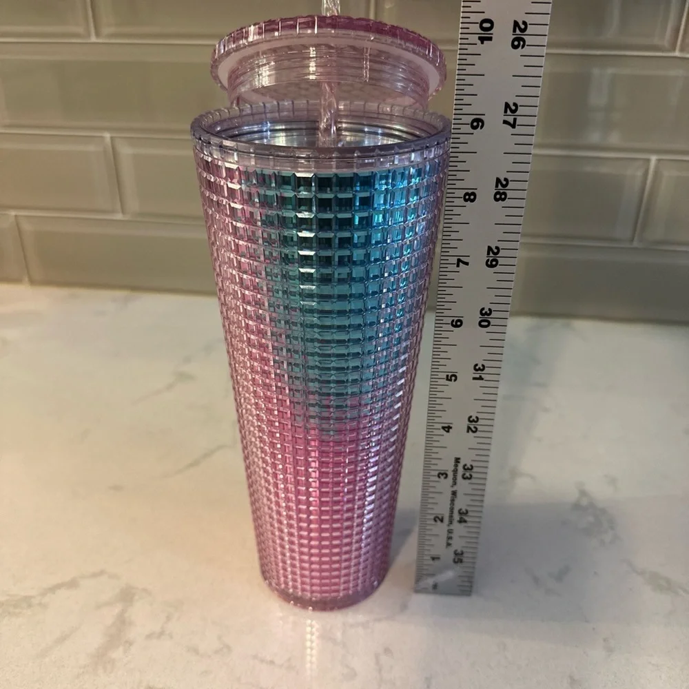 Starbucks Summer 2021 Pink & Blue Ombré‎ Bling 24oz Tumbler